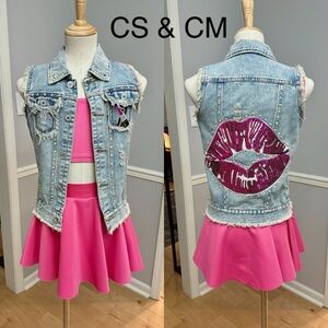 Denim and pink costume